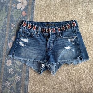 Abercrombie & Fitch Women's Distressed Jean Shorts With Embroidered Waistband